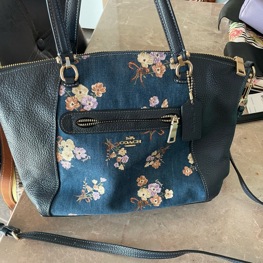 Coach floral denim crossbody